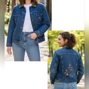 Disney Store Vintage Winnie The Pooh Denim Corduroy Collar Jacket Size S